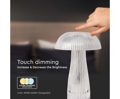 V-tac 1W LED įkraunamas stalinis šviestuvas, skaidrus, 3000/6000K, dimeriuojamas