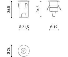 1W LED įleidžiamas šviestuvas STEP, juodas, 3000K