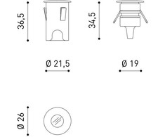 1W LED įleidžiamas šviestuvas STEP, plieno sp., 3000K