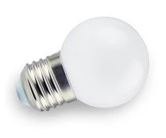 Lemputė E27 230V G45 1W, šiltai balta, plastikinė, LEDOM