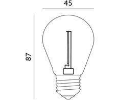 1W LED lemputė ST45, E27, skaidri, 2700K, 220°