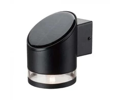 Sieninis šviestuvas V-tac 1W LED sieninis lauko šviestuvas su saulės baterija, juodas, 3000K, IP54
