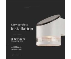 Sieninis šviestuvas V-tac 1W LED sieninis lauko šviestuvas su saulės baterija ir judesio davikliu, baltas, 3000K, IP54