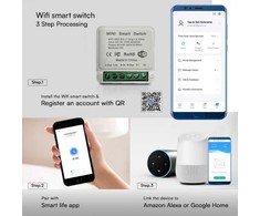 2 kanalų mini Wi-Fi jungiklis, suderinamas su AMAZON ALEXA bei GOOGLE HOME