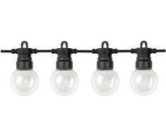 20 LED lempučių girlianda, 10m, 2700K, IP65, su saulės baterija, skaidrus stiklas