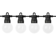 20 LED lempučių girlianda, 10m, 2700K, IP65, su saulės baterija, matinis stiklas