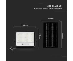 200W LED prožektorius su saulės baterija, juodas, 2000-8000K, dimeriuojamas