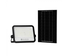 200W LED prožektorius su saulės baterija, juodas, 2000-8000K, dimeriuojamas