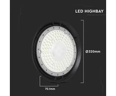 V-tac 200W LED UFO sandėlio šviestuvas, juodas, 6500K