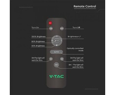 V-tac 20W LED gatvės šviestuvas, juodas, 4000K, su saulės baterija ir nuotolinio valdymo galimybe
