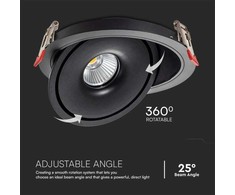 V-tac 20W LED įleidžiamas šviestuvas, juodas, 3000-6400K
