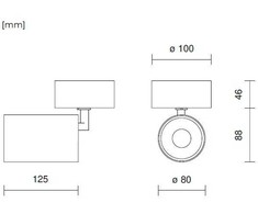 Lubinis šviestuvas 20W LED paviršinis šviestuvas DAISY 80, baltas, 3000K, 58°, DALI, matiniu dangteliu