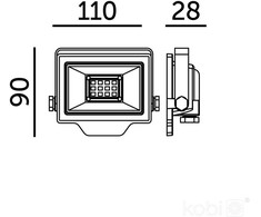 20W LED prožektorius DELYO MHN, juodas, 4000K, IP65