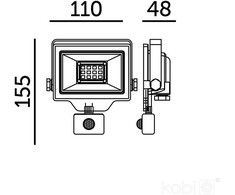 20W LED prožektorius su judesio davikliu DELYO MHNC, juodas, 4000K, IP54