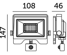 20W LED prožektorius su judesio davikliu MHC, juodas, 6500K, IP54