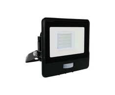 V-tac 20W LED prožektorius su judesio davikliu, juodas, suderinamas su AMAZON ALEXA ir GOOGLE HOME, 3000-6500K/RGB