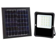 20W LED prožektorius su saulės baterija, juodas, 6000K
