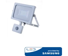 20W LED prožektorius, 3000K, su judesio davikliu, baltu korpusu, SAMSUNG LED chip
