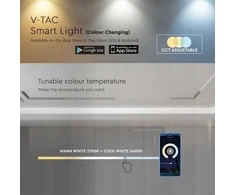 V-tac 20W LED SMART šviestuvas į magnetinius bėgelius, 48V, juodas, 2700-6400K