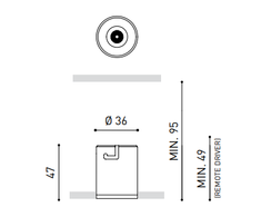 2,1W įleidžiamas šviestuvas SHOT LIGHT TRIMLESS, 2700K, baltas