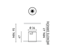 2,1W įleidžiamas šviestuvas SHOT LIGHT TRIMLESS, juodas, 3000K