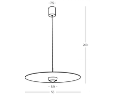 21W LED pakabinamas šviestuvas, raudonos plytų sp., 3000K, dimeriuojamas, 55cm, 2588