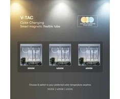 V-tac 23W LED SMART šviestuvas į magnetinius bėgelius, 48V, juodas, 3000-6500K