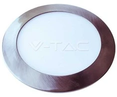 24W LED įmontuojama panelė V-TAC Slim, satino / nikelio spalvos, apvali, (4000K) natūraliai balta