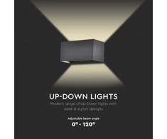V-tac 24W LED sieninis lauko šviestuvas, juodas, 4000K, IP65