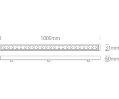 24x1W LED linijinis sienų šviestuvas, pilkas, 3000K, 7055B/W