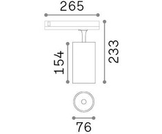 25W LED akcentinis šviestuvas į 3 fazių bėgelius FOX, baltas, 4000K, dimeriuojamas, 340968