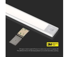 V-tac 2,5W LED įkraunamas linijinis paviršinis šviestuvas, 60cm, sidabro sp., 4000K, su judesio davikliu