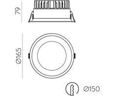 25W LED įleidžiamas šviestuvas TECH, baltas, 3000/4000K, dimeriuojamas, IP65, E3987170BDP