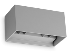 Sieninis šviestuvas 25W LED sieninis fasado šviestuvas ATOM, pilkas, 3000K, IP54, šviečia į viršų ir į apačią, 366883