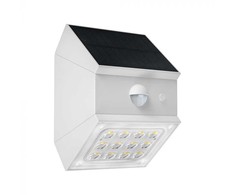 Sieninis šviestuvas V-tac 2,5W LED sieninis įkraunamas šviestuvas su saulės baterija ir judesio davikliu, baltas, 3000/4000/6000K, IP65
