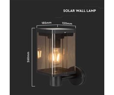 Sieninis šviestuvas V-tac 2,5W LED sieninis lauko šviestuvas su saulės baterija ir judesio davikliu, juodas, 3000K, IP54