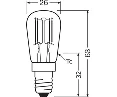 Ledvance 2,8W LED lemputė SPECIAL T26, E14, skaidri, 2700K