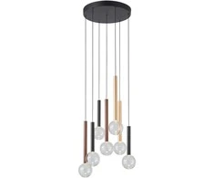 Lubinis šviestuvas 28W LED pakabinamas šviestuvas ALINOS, juodos/aukso/vario sp./skaidrus, 3000K, dimeriuojamas