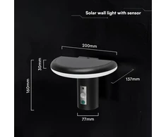 2W LED sieninis fasado šviestuvas su saulės baterija ir judesio davikliu, juodas, 3000K, IP54