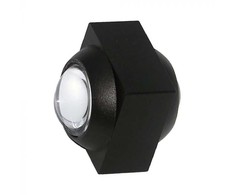 V-tac 2W LED sieninis šviestuvas, juodas, 3000K, IP54