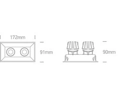 2x11W LED įleidžiamas pakreipiamas šviestuvas, baltas, 3000K, 51211C/W/W