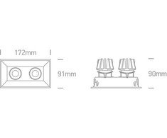 2x11W LED įleidžiamas pakreipiamas šviestuvas, juodas, 3000K, 51211C/B/W
