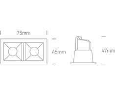 2x2W LED įleidžiamas šviestuvas, juodas, 3000K, 50202B/B/W