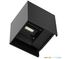 Bikuva.lt 2x3W LED sieninis fasado šviestuvas QUERK, juodas, 3000K, IP54, šviečia į viršų ir į apačią