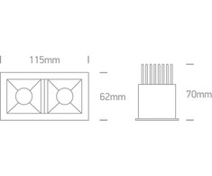 2x6,5W LED įleidžiamas šviestuvas, baltas, 3000K, 50207B/W/W