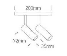 2x6W LED šviestuvas į magnetines sistemas MINI/MIDI/MAXI/P&amp;P, juodas, 3000/4000K, 48V, 38°, DALI, 42108AL/B/V