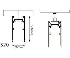 Paviršinis magnetinės sistemos bėgelis OPTONICA, juodas, 1.5m