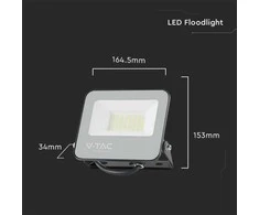 V-tac 30W LED prožektorius, juodas, 6500K, 160lm/W