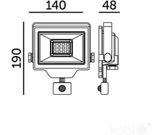 30W LED prožektorius su judesio davikliu DELYO MHNC, juodas, 6000K, IP54