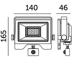 30W LED prožektorius su judesio davikliu MHC, juodas, 6500K, IP44